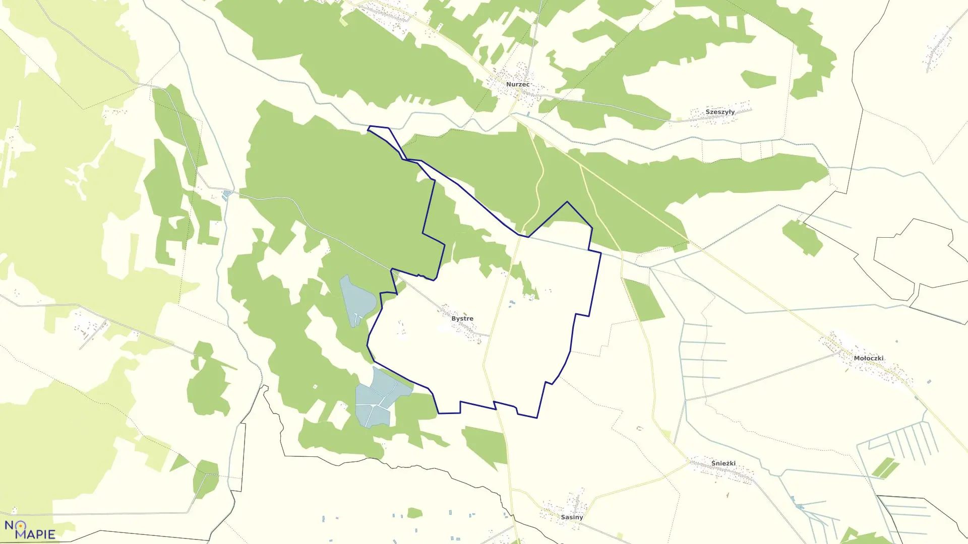 Mapa obrębu BYSTRE w gminie Boćki