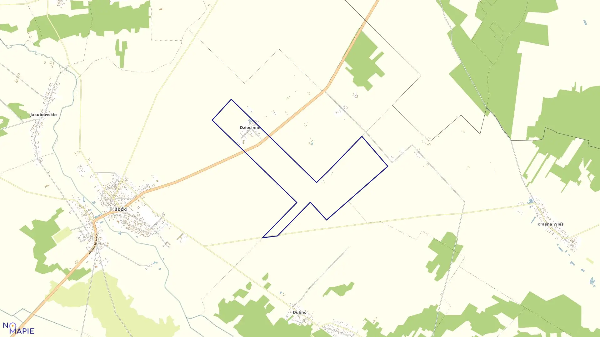 Mapa obrębu DZIECINNE w gminie Boćki