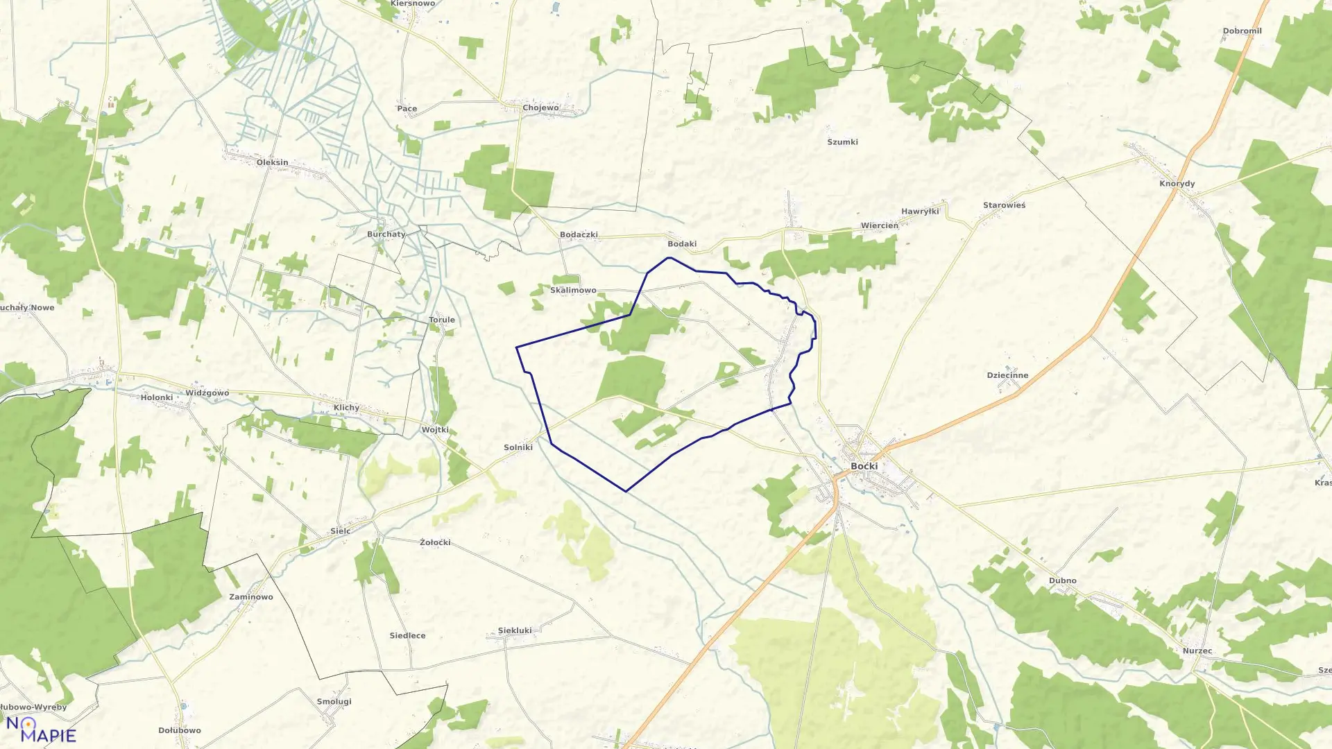 Mapa obrębu JAKUBOWSKIE w gminie Boćki