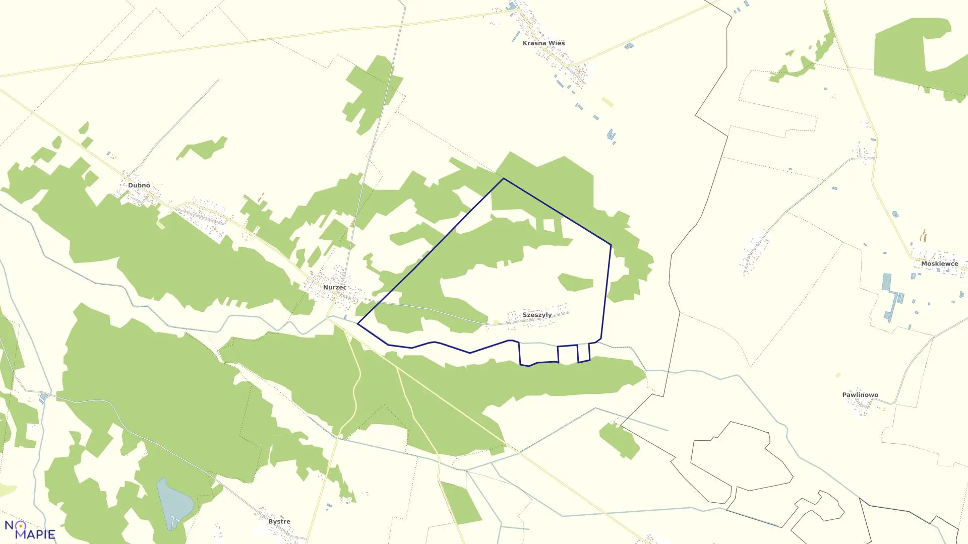 Mapa obrębu SZESZYŁY w gminie Boćki